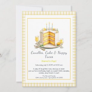 Convite Watercolor Birthday Cake Invance - amarelo