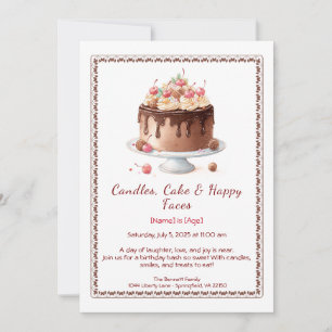 Convite Watercolor Birthday Cake Invance - chocolate