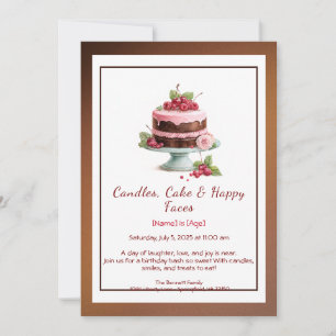 Convite Watercolor Birthday Cake Invance - chocolate