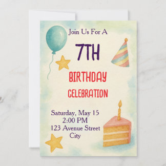 Convite Watercolor Birthday Celebration