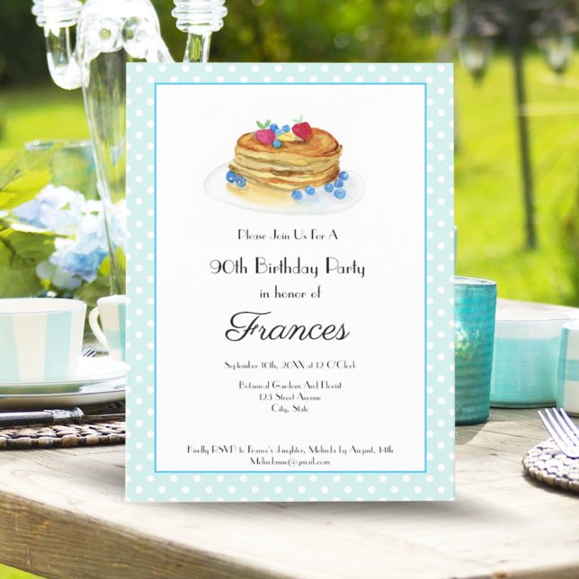 Convite Watercolor Birthday Pancake BrunParty (Personalize with a Click: Easily Customize Your Invitations and Make Them Truly Yours!)