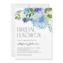 Watercolor Blue Hydrangea Floral Bridal Lunchee