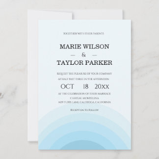 Convite Watercolor blue Rainbow wedding Invitation