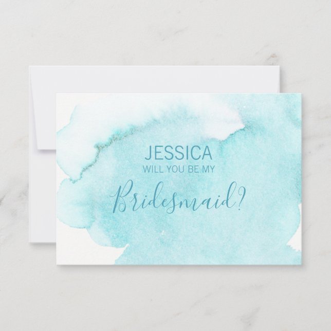 Convite Watercolor Blue Water Você Será Minha Porta-Voz? (Frente)