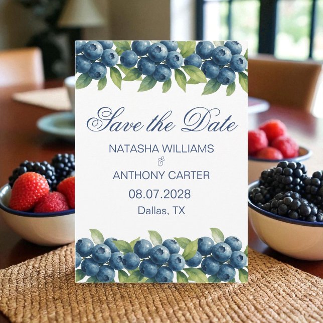 Convite Watercolor Blueberry Wedding Save the Date (Criador carregado)