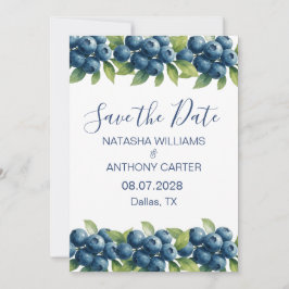 Convite Watercolor Blueberry Wedding Save the Date