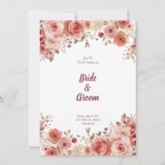 Convite Watercolor Blush Dusty Rose Peony Floral Garland