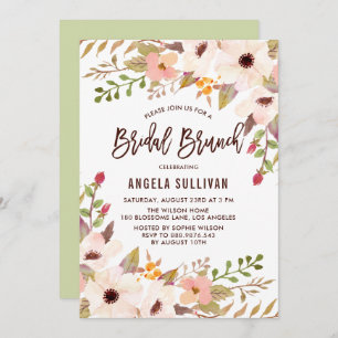 Convite Watercolor Bohemian Flowers Bridal Brunch