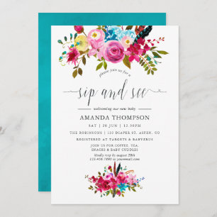 Convite Watercolor Boho Chic Floral Sip e Consulte
