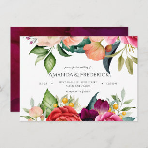 Convite Watercolor Boho Floral Wedding