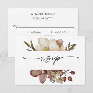 Convite Watercolor Boho Neutral & Rose Wedding RSVP
