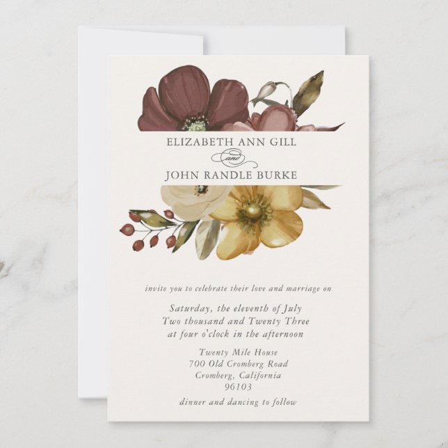 Convite Watercolor Boho Neutral Wedding  (Frente)