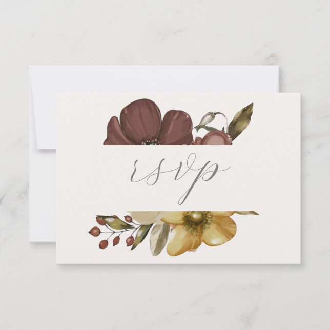 Convite Watercolor Boho Neutral Wedding RSVP (Frente)