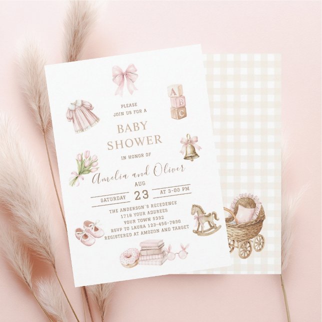 Convite Watercolor Boho Nursery girl  baby shower (Criador carregado)