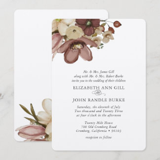 Convite Watercolor Boho Rose & Neutral Wedding