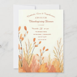 Convite Watercolor Boho Rustic Pampas Grass Ação de Graças