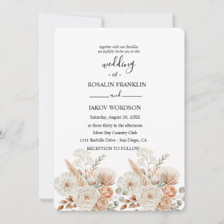 Convite watercolor boho wedding Invitation