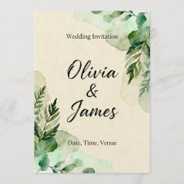 Convite Watercolor Botanical Leaves Invitation