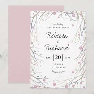 Convite Watercolor Boughs Whimsical Save the Date Card