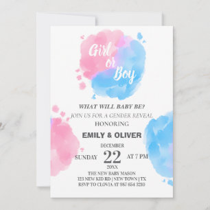 Convite Watercolor boy de gênero feminino revela