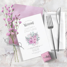 Convite Watercolor Buquê Wedding Lilac ID654