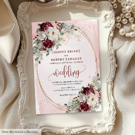 Convite Watercolor Burgundy Blush Invitation Suite