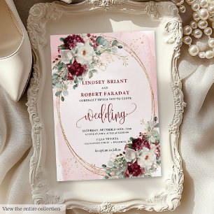 Convite Watercolor Burgundy Blush Invitation Suite