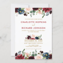 Watercolor Burgundy Red Marinho Floral Russo Boho