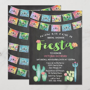 Convite Watercolor Cactus Chá de panela Mexicano Fiesta