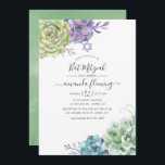 Convite Watercolor Cactus Suculta Bat Mitzvah<br><div class="desc">Deserto de aquarela suculenta bat mitzvah convidado com tipografia elegante de escrita manual personalizável para seus detalhes de evento.</div>