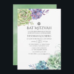 Convite Watercolor Cactus Suculta Bat Mitzvah<br><div class="desc">Trendy watercolor desert succulent art bat mitzvah convite personalizável para o seu evento específico.</div>
