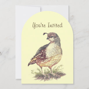Convite Watercolor California Quail Bird Lover Birday