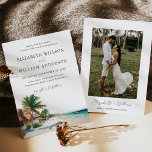 Convite Watercolor Cancun Mexico Beach Wedot Photo<br><div class="desc">Watercolor Cancun Mexico Beach Wedding Photo Invitation é uma forma excelente de mostrar seu estilo pessoal e convidar seus convidados para seu evento especial. O modelo é fácil de editar e personalizar, para que você possa criar o convite perfeito para suas necessidades. Clique no botão "Personalizar" e use nossa ferramenta...</div>