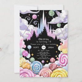 Convite Watercolor Candyland Birthday