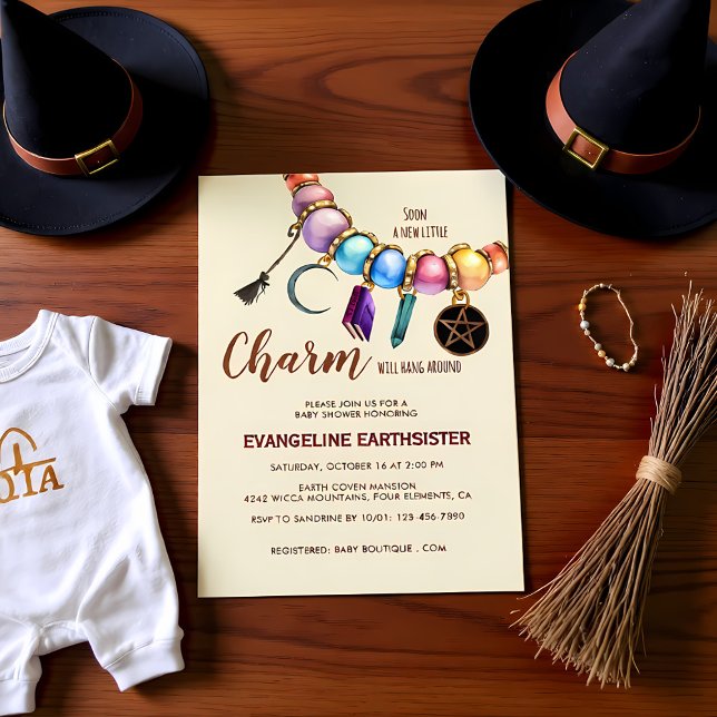 Convite Watercolor Charm Bracelet Pagan Babyshower (Criador carregado)