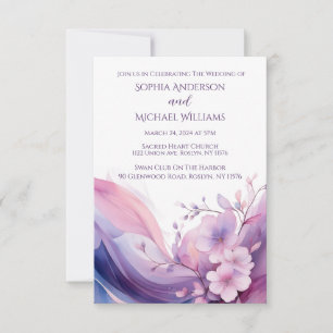 Convite Watercolor Cherry Blossoms — Casamento