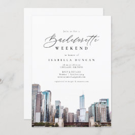 Convite Watercolor Chicago Bachelorette Itinerary e