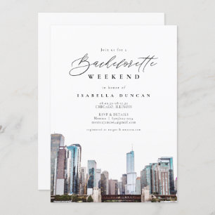 Convite Watercolor Chicago Bachelorette Itinerary e