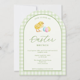 Convite Watercolor Chick And Eggs Green Easter Brunch