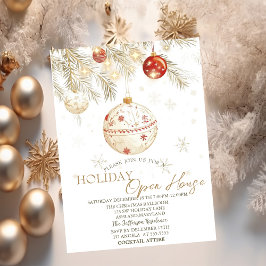 Convite Watercolor Christmas Balls Sparkle Open House