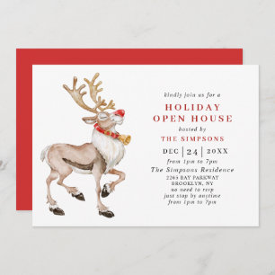 Convite Watercolor Christmas Reindeer HOLIDAY ABEN HOUSE