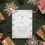 Convite Watercolor Christmas Snowman Winter First Birday<br><div class="desc">Surpreenda seus hóspedes com este belo convite que apresenta snowman de aquarela e texto personalizado. Adicione facilmente o texto desejado clicando na opção "personalizar este modelo".</div>