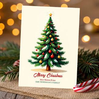 Convite Watercolor Christmas Tree Greeting Card