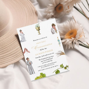 Convite Watercolor Clipart first sagrado communion