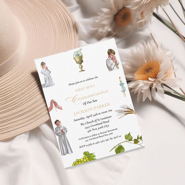 Convite Watercolor Clipart first sagrado communion (Criador carregado)