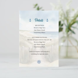 Convite Watercolor Coastal New England Wedding Insert