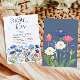 Convite Watercolor Cornflower Meadow Baby in Bloom Shower