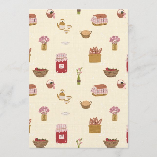 Convite Watercolor Cottagecore Kitchen Seamless Pattern (Frente)