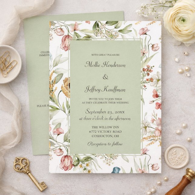 Convite Watercolor Country Floral Wedding  (Criador carregado)