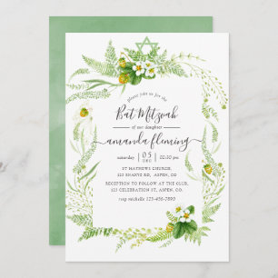 Convite Watercolor Country Rustic Greenery Bat Mitzvah